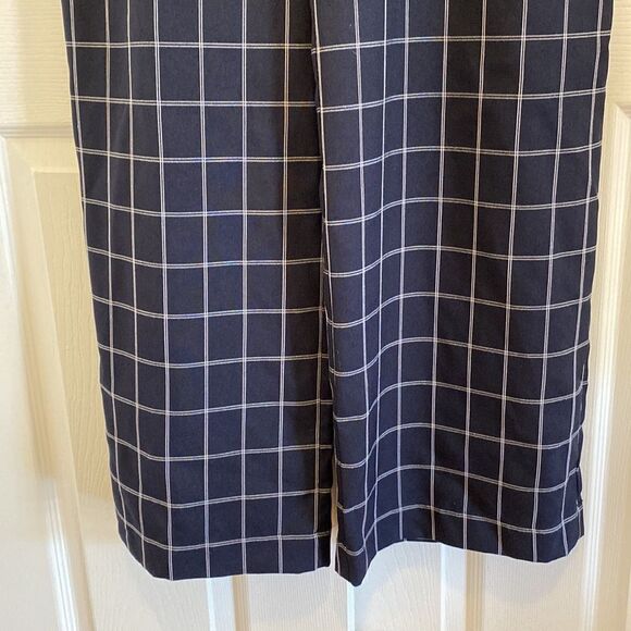 Like new Checkered Navy&White Wide Legs Jumpsuit - Picture 4 of 6